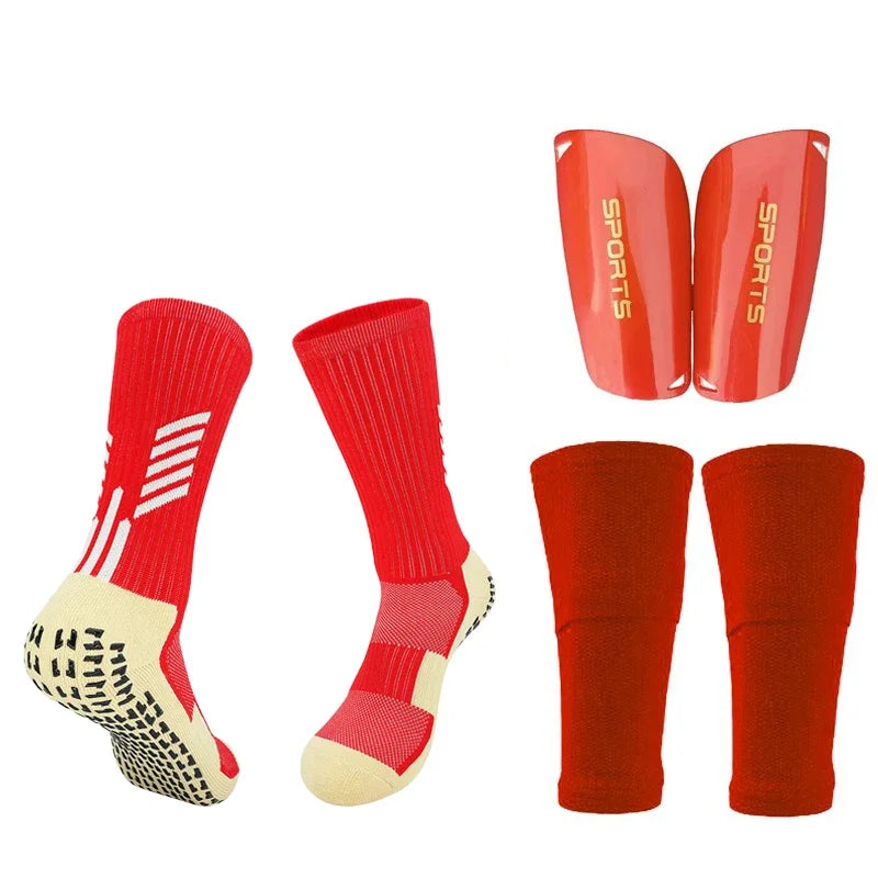 Football Equipment Adults Kids Soccer Shin Guards with Pocket Cover Calf Sleeve Non Slip Soccer Sock with Football Leg Shinguard