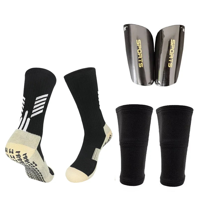 Football Equipment Adults Kids Soccer Shin Guards with Pocket Cover Calf Sleeve Non Slip Soccer Sock with Football Leg Shinguard