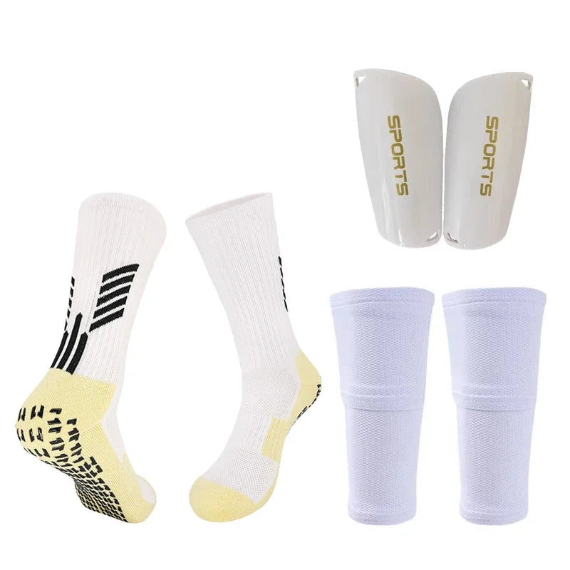 Football Equipment Adults Kids Soccer Shin Guards with Pocket Cover Calf Sleeve Non Slip Soccer Sock with Football Leg Shinguard