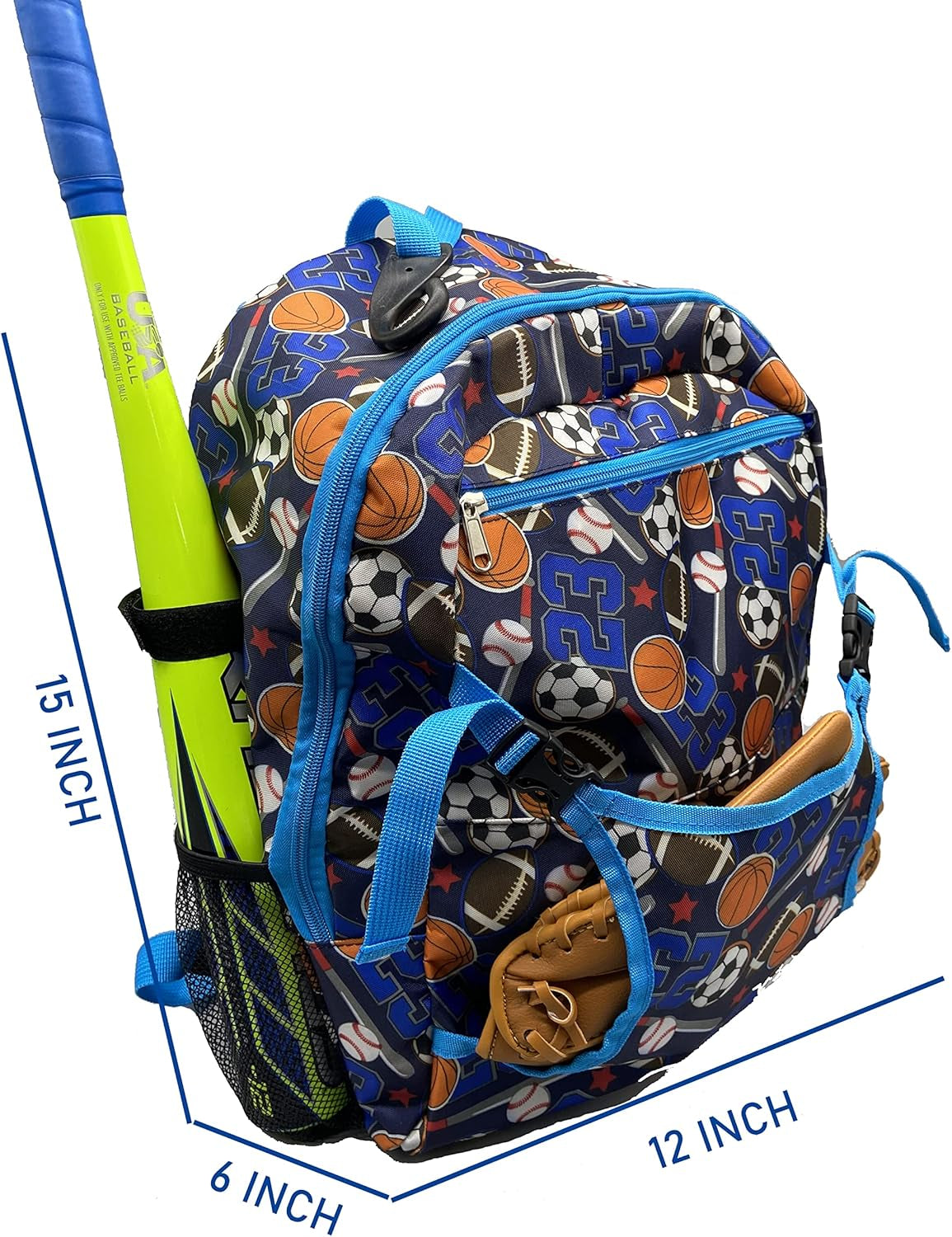 Youth Tball and Baseball Backpack Bag Lightweight Baseball Bag Hold Bats, Helmet, Glove, Caps, Valuables Pocket, Fence Hook