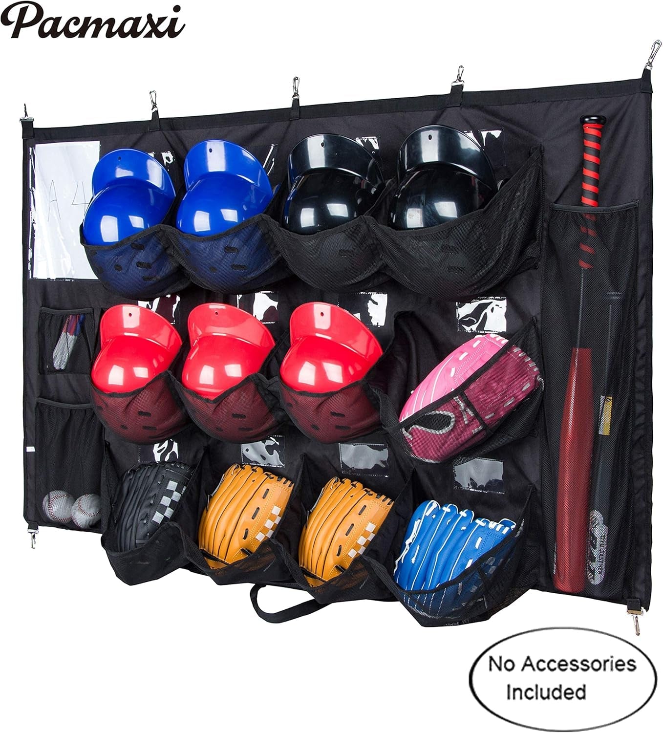 Hanging Helmet Bag - Organize Baseball Equipment - Helmets, Gloves, Bats, Balls - 12 Player Dugout Storage