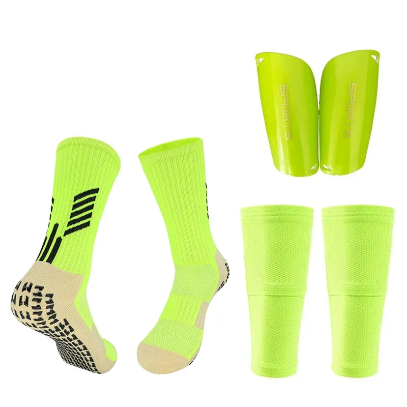 Football Equipment Adults Kids Soccer Shin Guards with Pocket Cover Calf Sleeve Non Slip Soccer Sock with Football Leg Shinguard