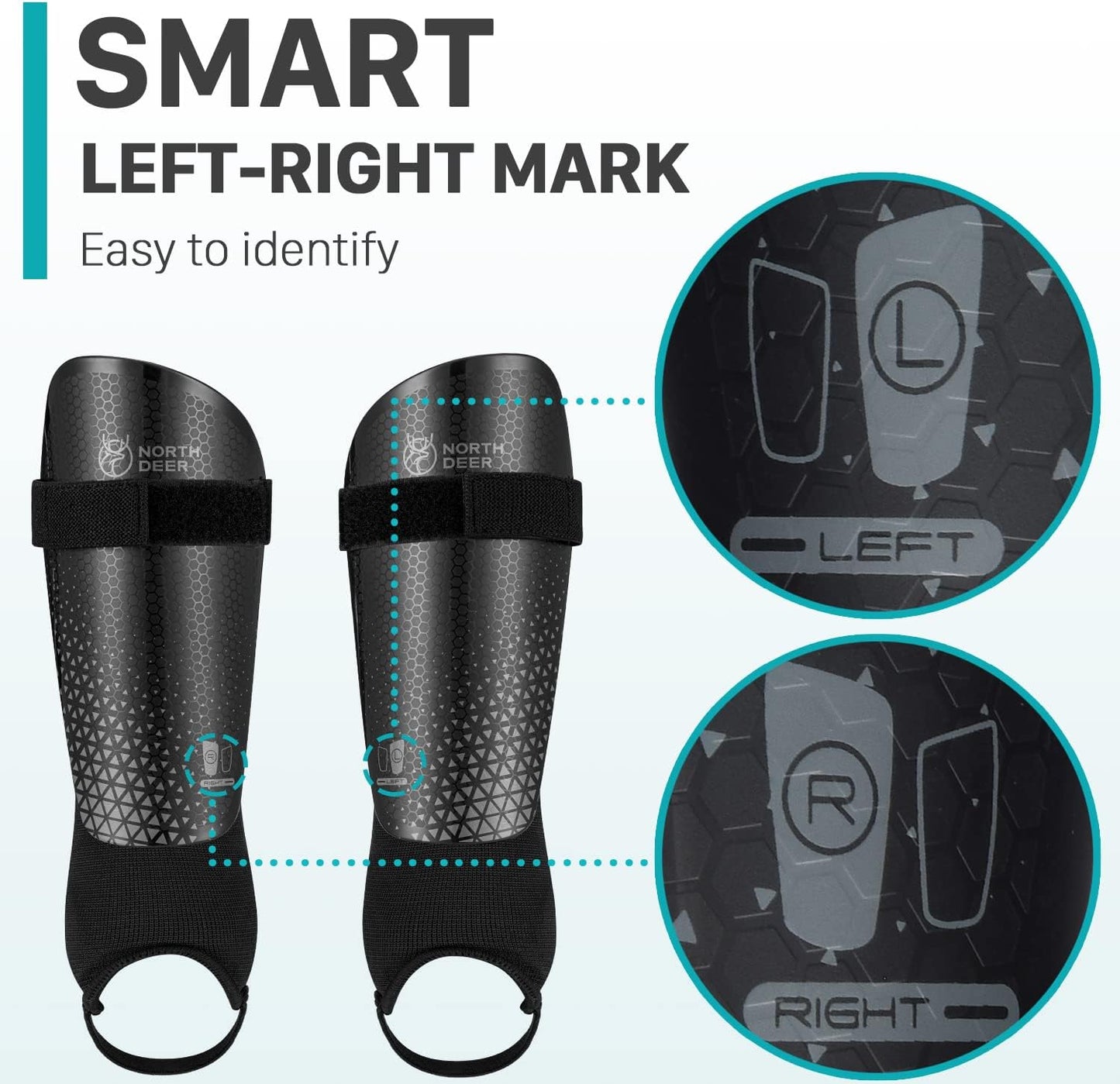 Soccer Shin Guards for Kids Youth Adults with Adjutable Ankle Straps - Protective Soccer Equipment for Junior Boys Girls