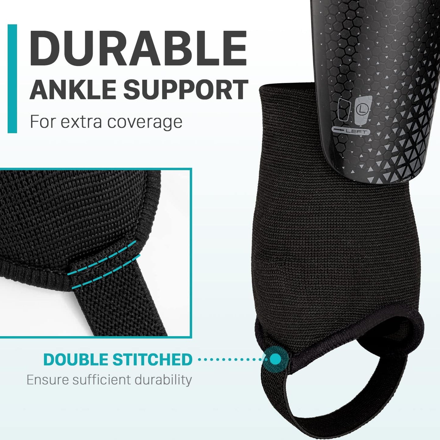 Soccer Shin Guards for Kids Youth Adults with Adjutable Ankle Straps - Protective Soccer Equipment for Junior Boys Girls