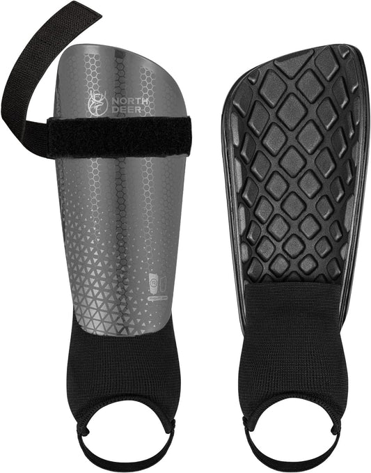 Soccer Shin Guards for Kids Youth Adults with Adjutable Ankle Straps - Protective Soccer Equipment for Junior Boys Girls