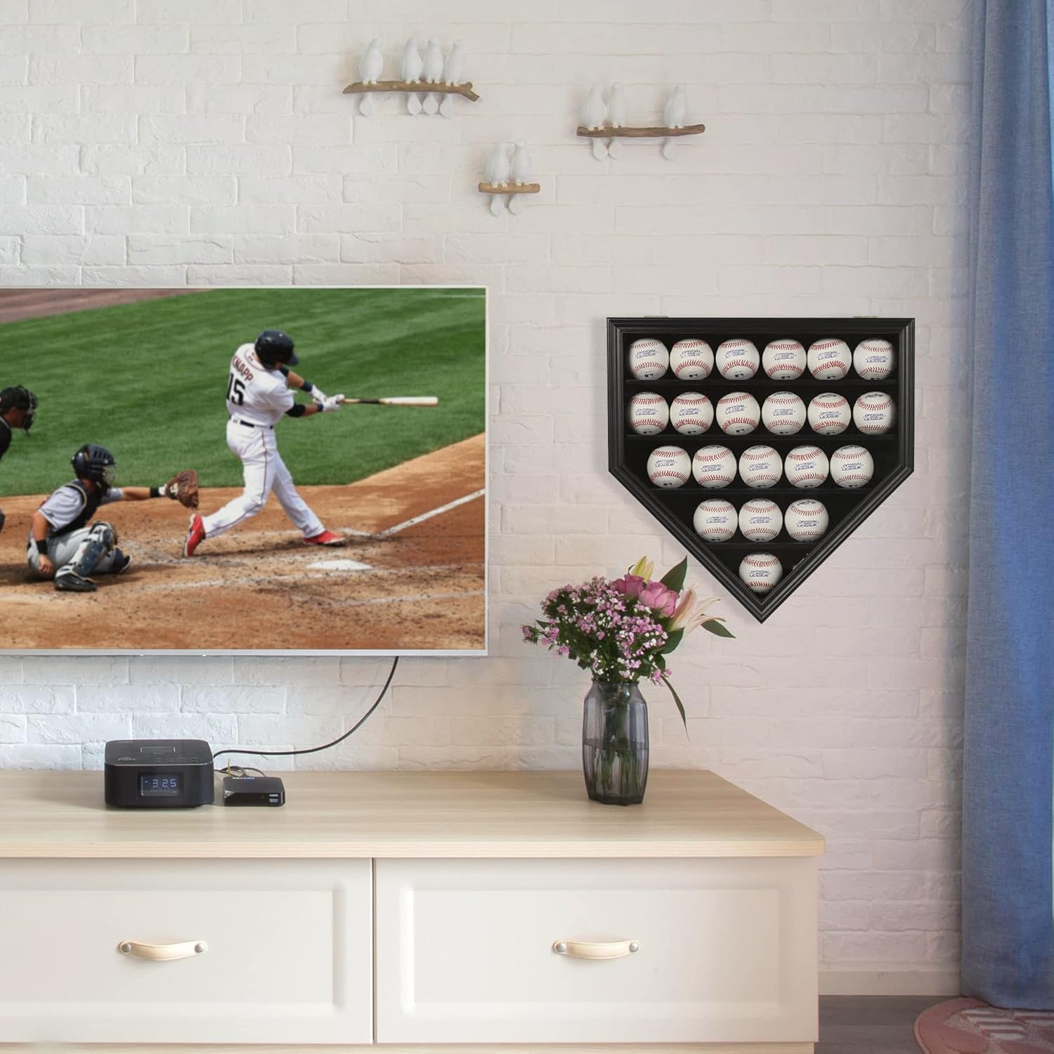 Baseball Display Case Baseball Holders for Balls Display with 21 Slots Wall Display Box 96% Clear Antifade UV Protection with Gold Locks for Homerun and Collector Autograph Balls