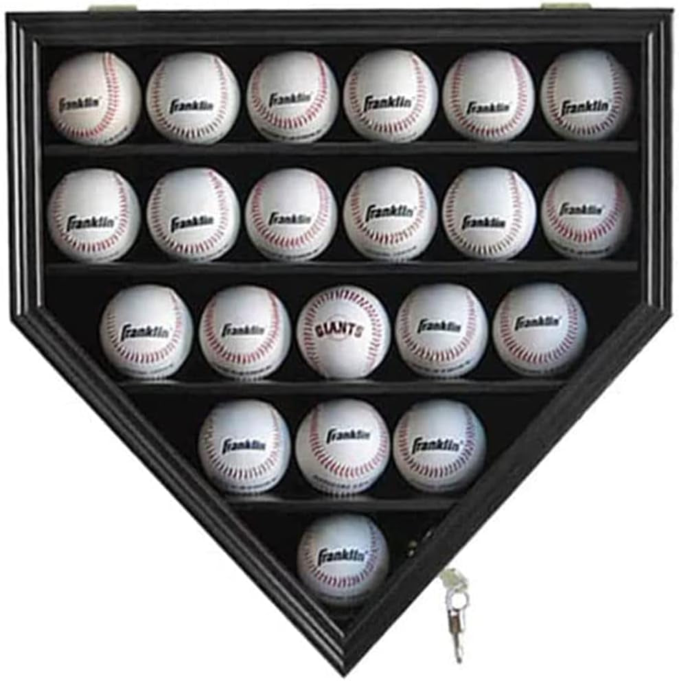 Baseball Display Case Baseball Holders for Balls Display with 21 Slots Wall Display Box 96% Clear Antifade UV Protection with Gold Locks for Homerun and Collector Autograph Balls