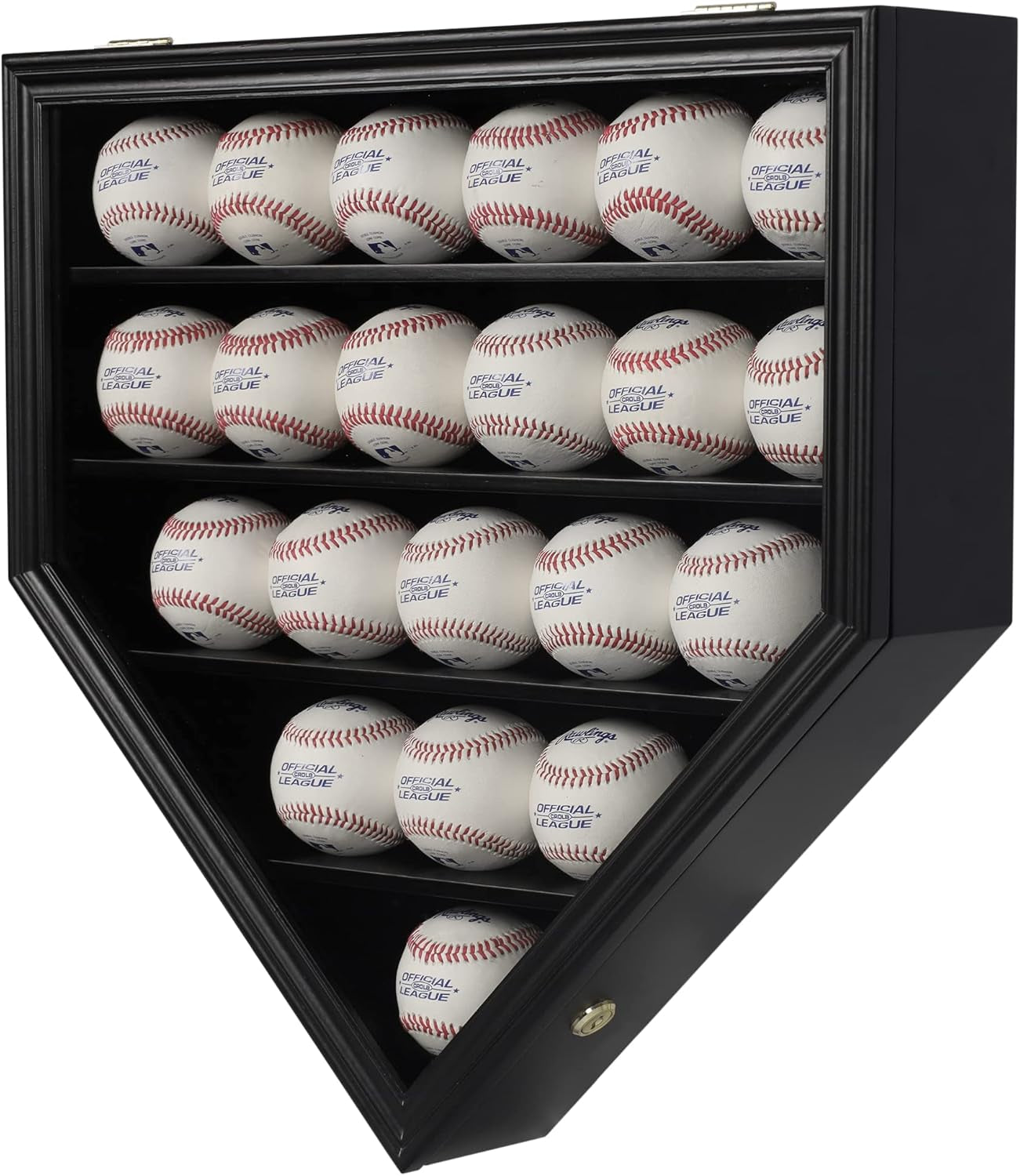 Baseball Display Case Baseball Holders for Balls Display with 21 Slots Wall Display Box 96% Clear Antifade UV Protection with Gold Locks for Homerun and Collector Autograph Balls
