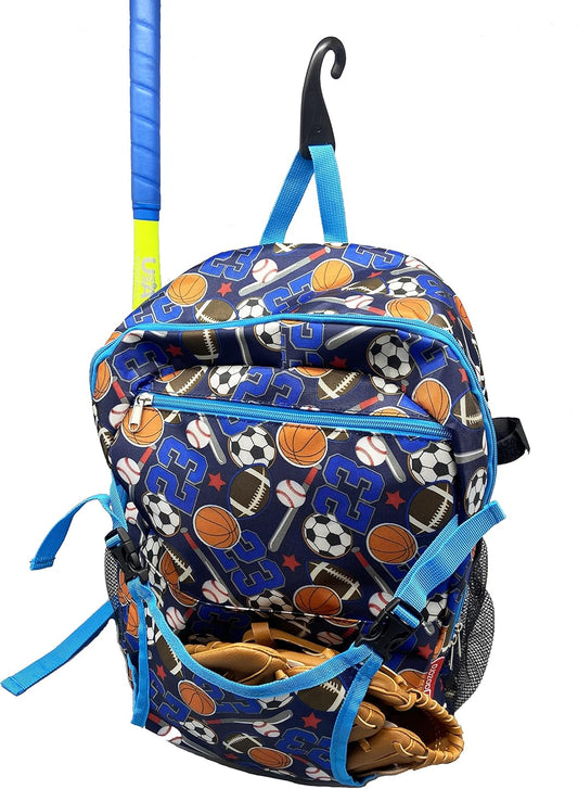 Youth Tball and Baseball Backpack Bag Lightweight Baseball Bag Hold Bats, Helmet, Glove, Caps, Valuables Pocket, Fence Hook