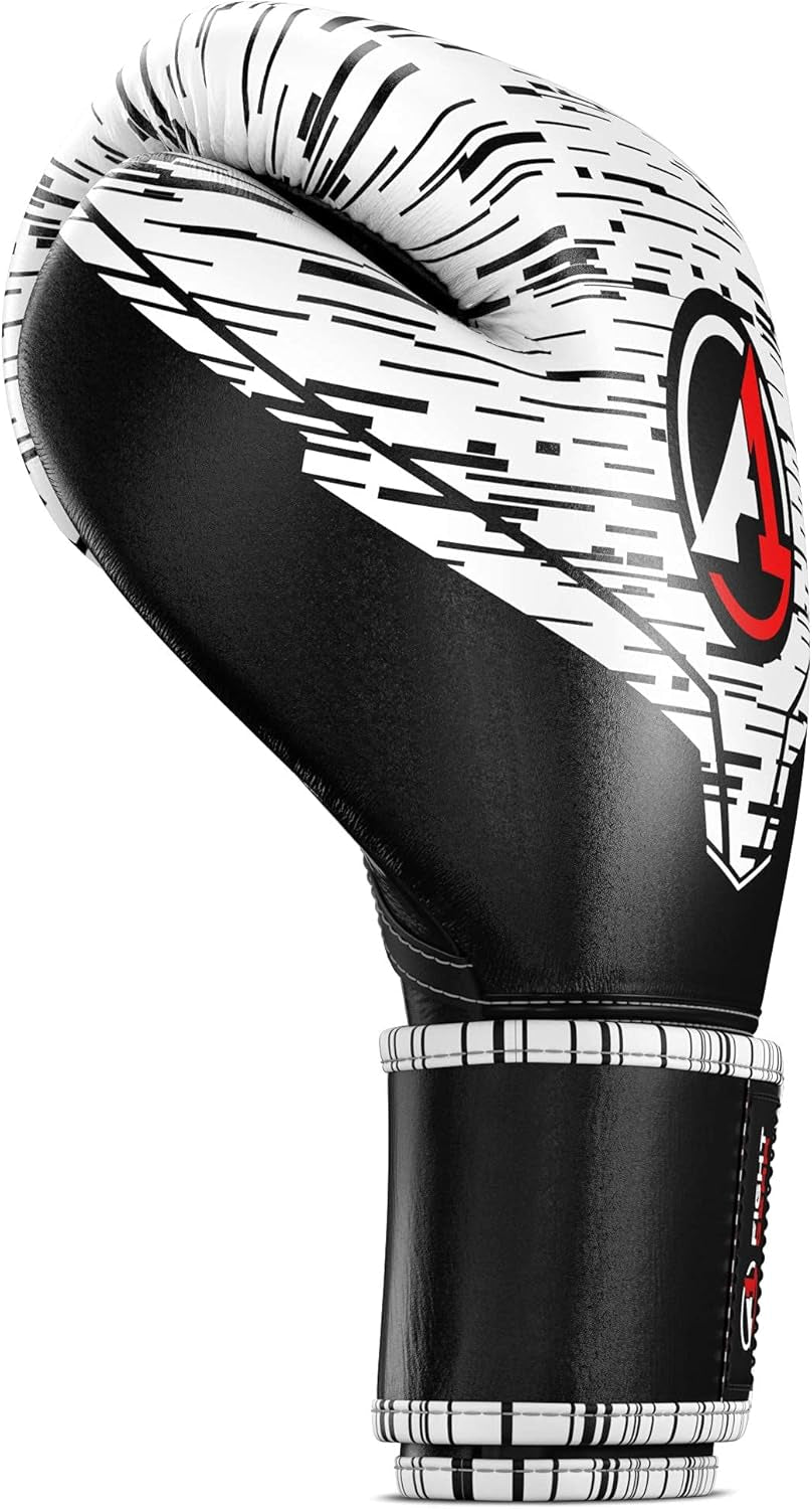 A1 Fight Gear Boxing Gloves for Men & Women - Pro Grade Leather Training Sparring Gloves, Kickboxing Gloves for Muay Thai, MMA, Heavy Punching Bag Workout, 10Oz, 12Oz, 14Oz, 16Oz Boxing Gloves (White)